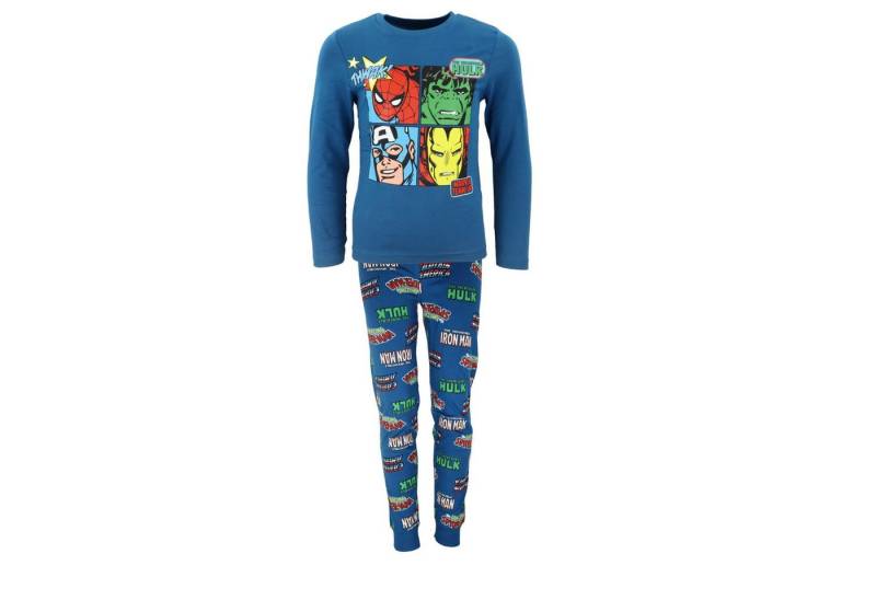 MARVEL Schlafanzug Marvel Avengers Kinder Jungen langarm Pyjama Gr. 104 bis 134 100% Baumwolle von MARVEL