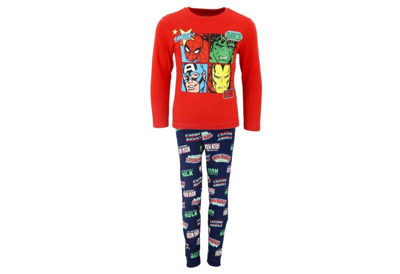 MARVEL Schlafanzug Marvel Avengers Kinder Jungen langarm Pyjama Gr. 104 bis 134 100% Baumwolle von MARVEL