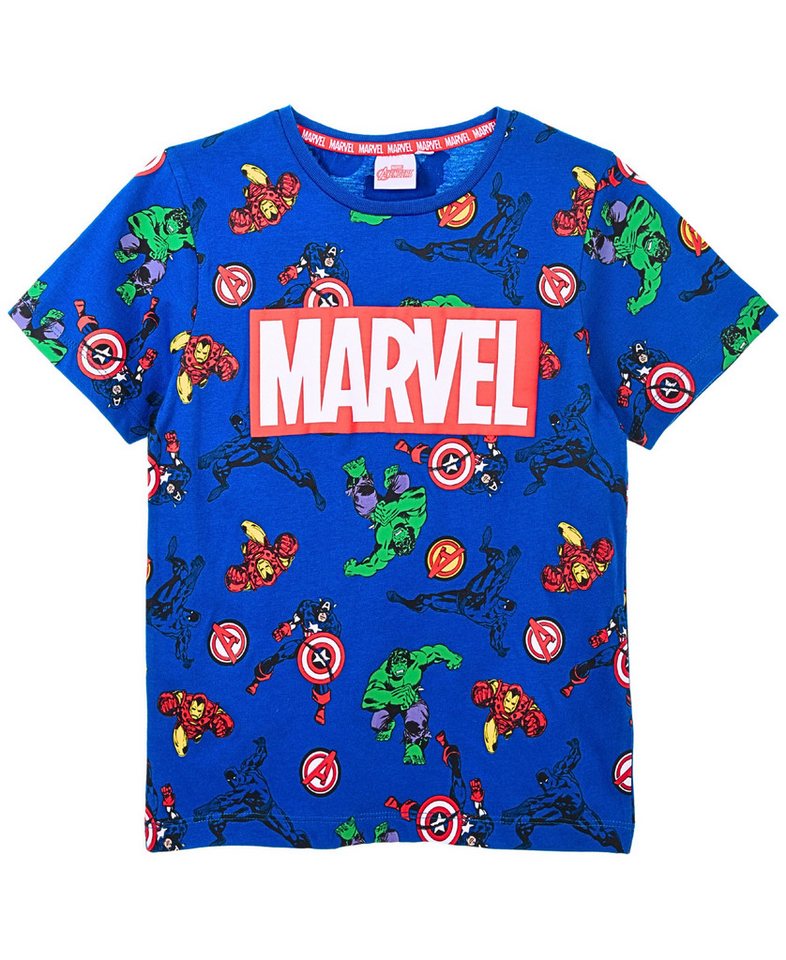 MARVEL T-Shirt Avengers Kinder Kurzarmshirt aus Baumwolljersey Gr.104 - 140 cm von MARVEL