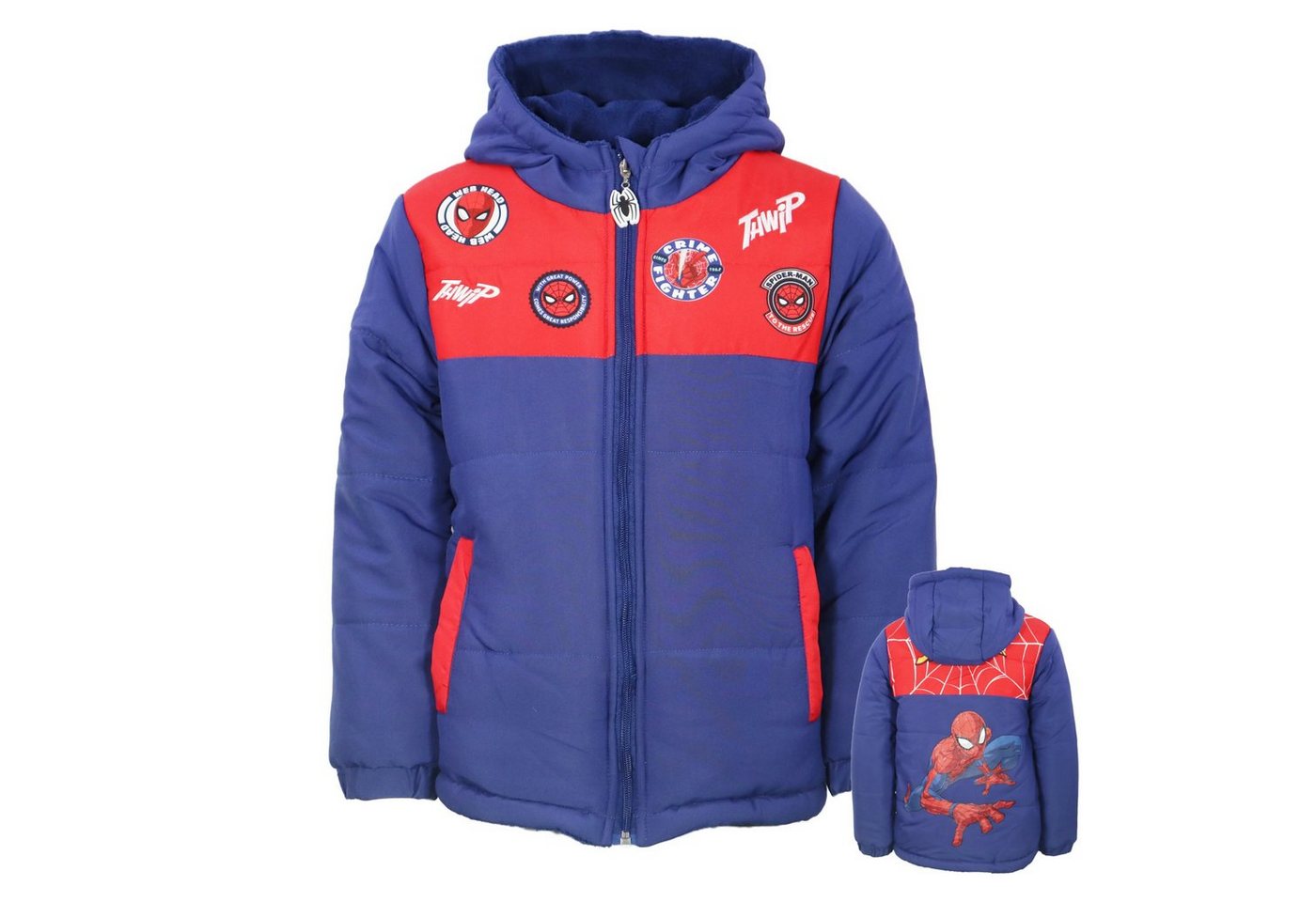 MARVEL Winterjacke Marvel Spiderman Kinder Jungen Winterjacke Jacke mit Kapuze Gr. 98 bis 140 von MARVEL