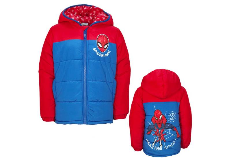 MARVEL Winterjacke Marvel Spiderman Kinder Winterjacke Jungen Jacke mit Kapuze Gr. 92 bis 128 von MARVEL