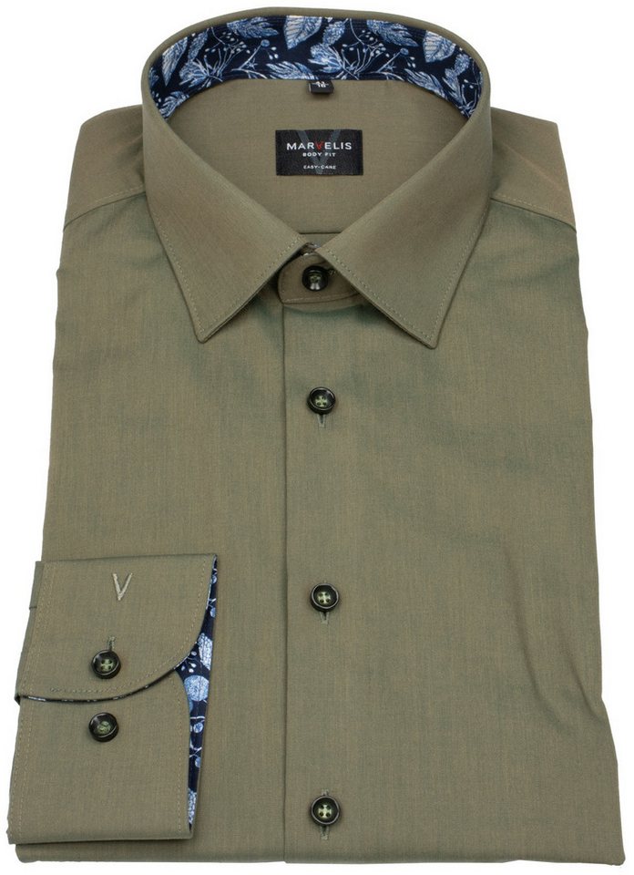 MARVELIS Businesshemd Body Fit extra langer Arm stark tailliert Kentkragen von MARVELIS