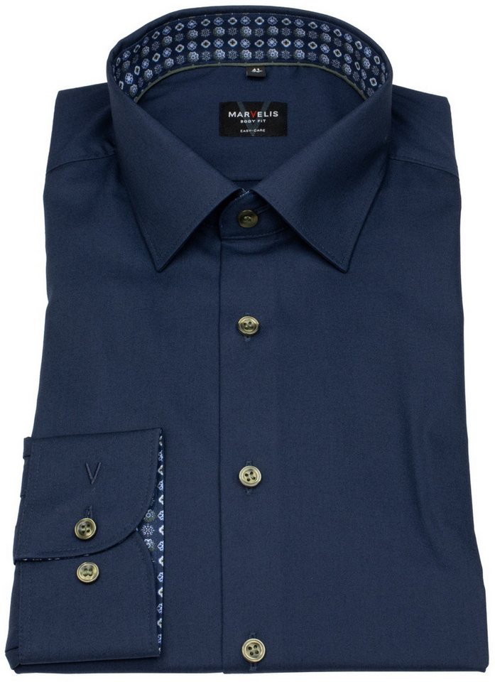 MARVELIS Businesshemd Body Fit stark tailliert Kentkragen von MARVELIS