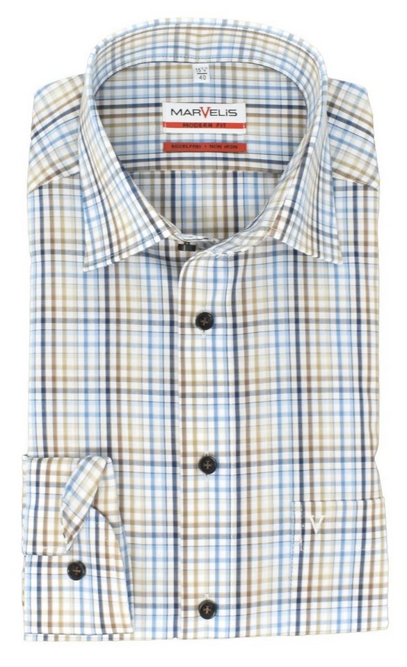 MARVELIS Businesshemd MODERN FIT - Businesshemd normale, leicht taillierte Schnittführung von MARVELIS