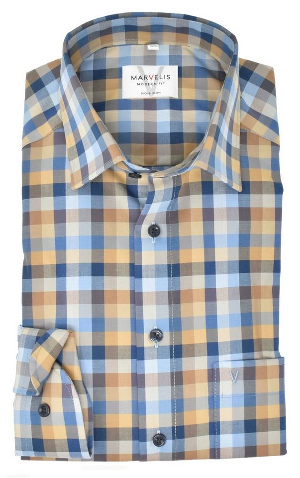 MARVELIS Businesshemd MODERN FIT - Businesshemd normale, leicht taillierte Schnittführung von MARVELIS