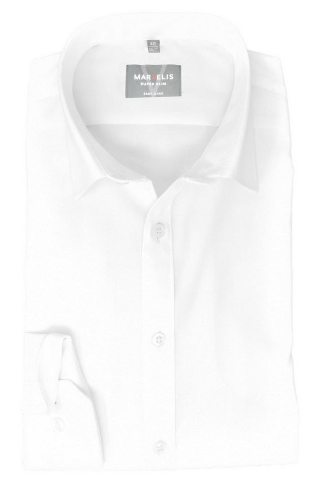 MARVELIS Businesshemd Businesshemd - Super Slim Fit - Langarm - Einfarbig - Weiß von MARVELIS