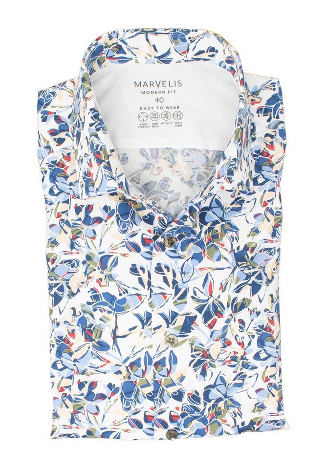 MARVELIS Businesshemd MODERN FIT - Easy To Wear Hemd normale, leicht taillierte Schnittführung von MARVELIS