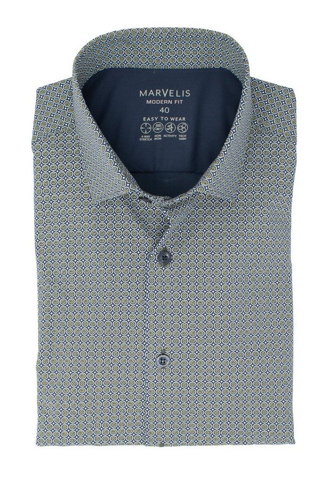 MARVELIS Businesshemd MODERN FIT - Easy To Wear Hemd normale, leicht taillierte Schnittführung von MARVELIS