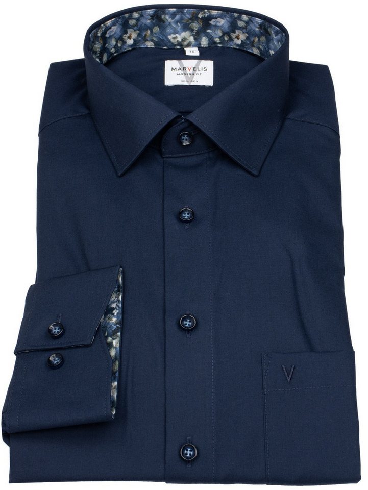 MARVELIS Businesshemd Modern Fit extra langer Arm leicht tailliert bügelfrei von MARVELIS