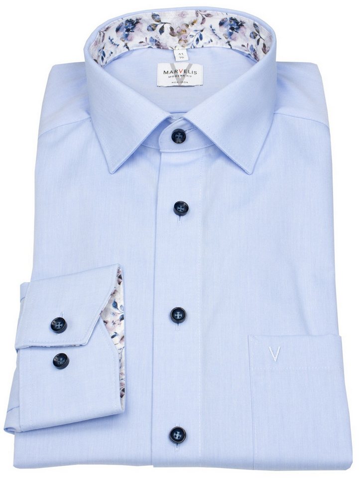 MARVELIS Businesshemd Modern Fit extra langer Arm leicht tailliert bügelfrei von MARVELIS