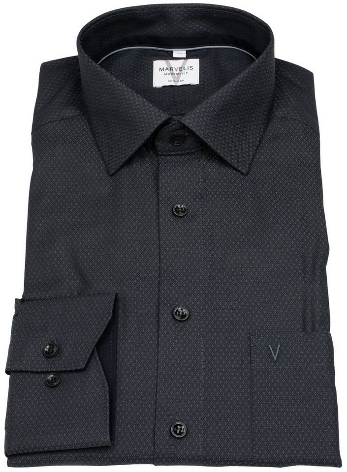 MARVELIS Businesshemd Modern Fit extra langer Arm leicht tailliert bügelfrei von MARVELIS