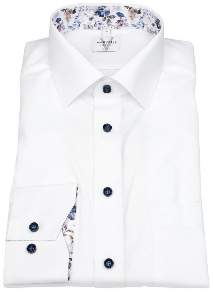 MARVELIS Businesshemd Modern Fit extra langer Arm leicht tailliert bügelfrei von MARVELIS