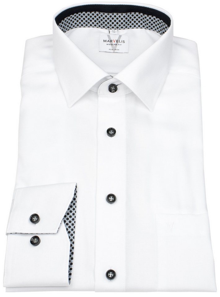 MARVELIS Businesshemd Modern Fit extra langer Arm leicht tailliert bügelfrei von MARVELIS