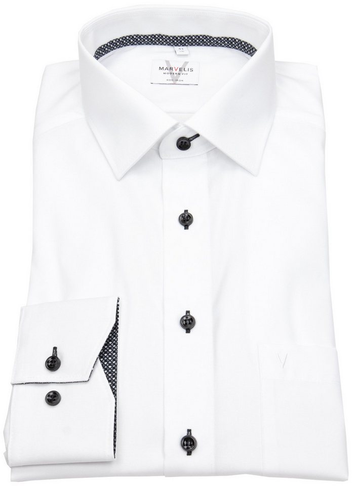 MARVELIS Businesshemd Modern Fit extra langer Arm leicht tailliert bügelfrei von MARVELIS