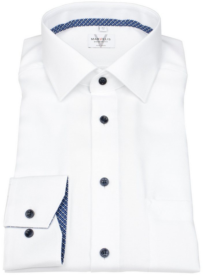 MARVELIS Businesshemd Modern Fit extra langer Arm leicht tailliert bügelfrei von MARVELIS