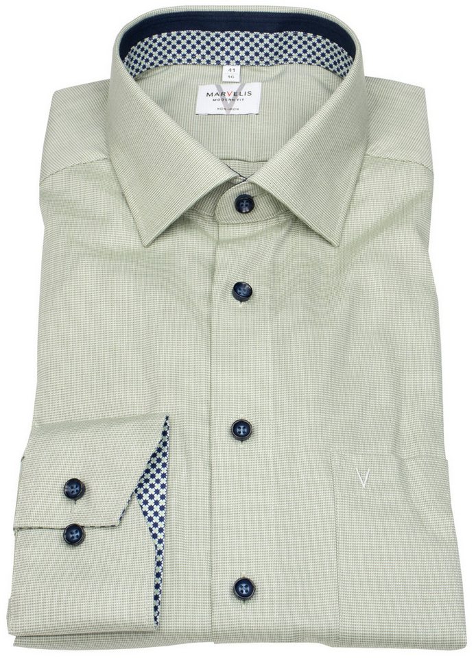 MARVELIS Businesshemd Modern Fit leicht tailliert bügelfrei Kentkragen von MARVELIS