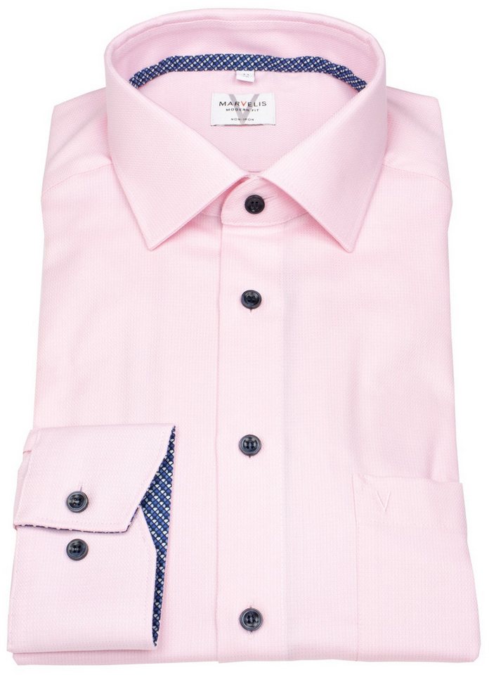 MARVELIS Businesshemd Modern Fit leicht tailliert bügelfrei Kentkragen von MARVELIS