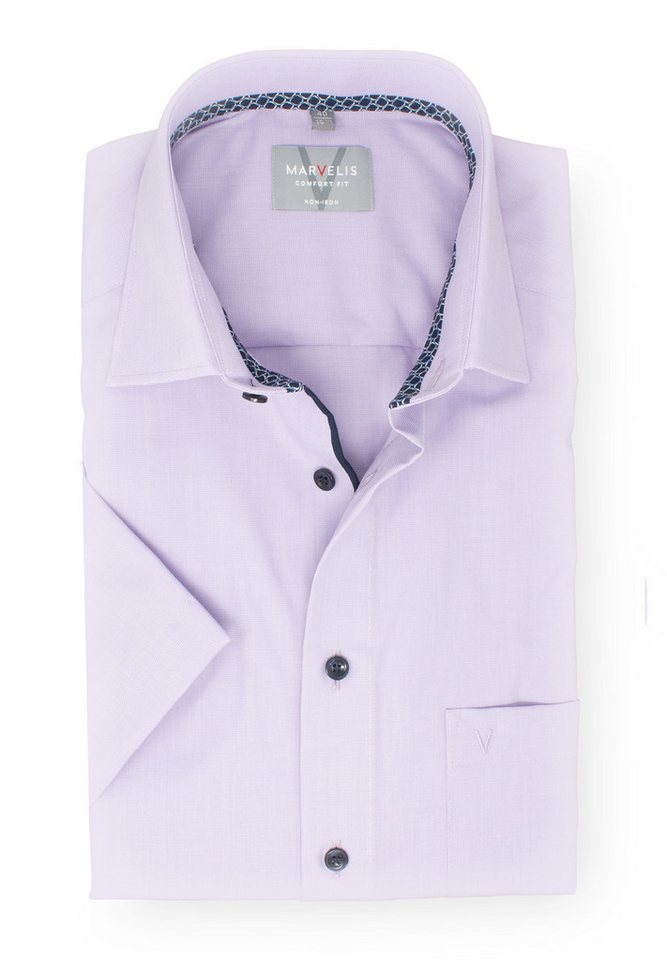 MARVELIS Kurzarmhemd Kurzarmhemd - Comfort Fit - Einfarbig - Mauve von MARVELIS