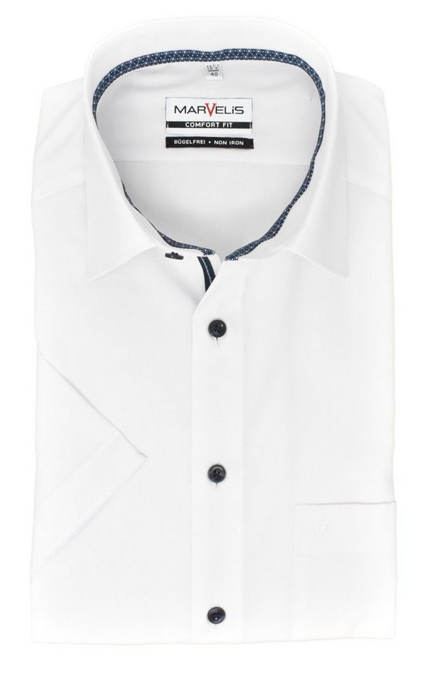 MARVELIS Kurzarmhemd Kurzarmhemd - Comfort Fit - Einfarbig - Weiß von MARVELIS