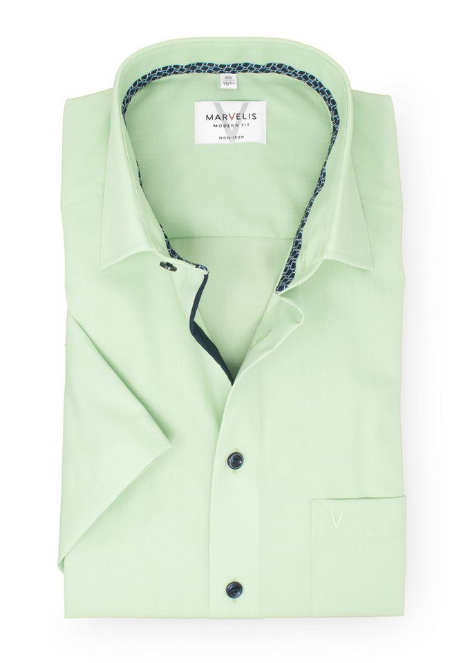 MARVELIS Kurzarmhemd Kurzarmhemd - Modern Fit - Einfarbig - Lindgrün von MARVELIS