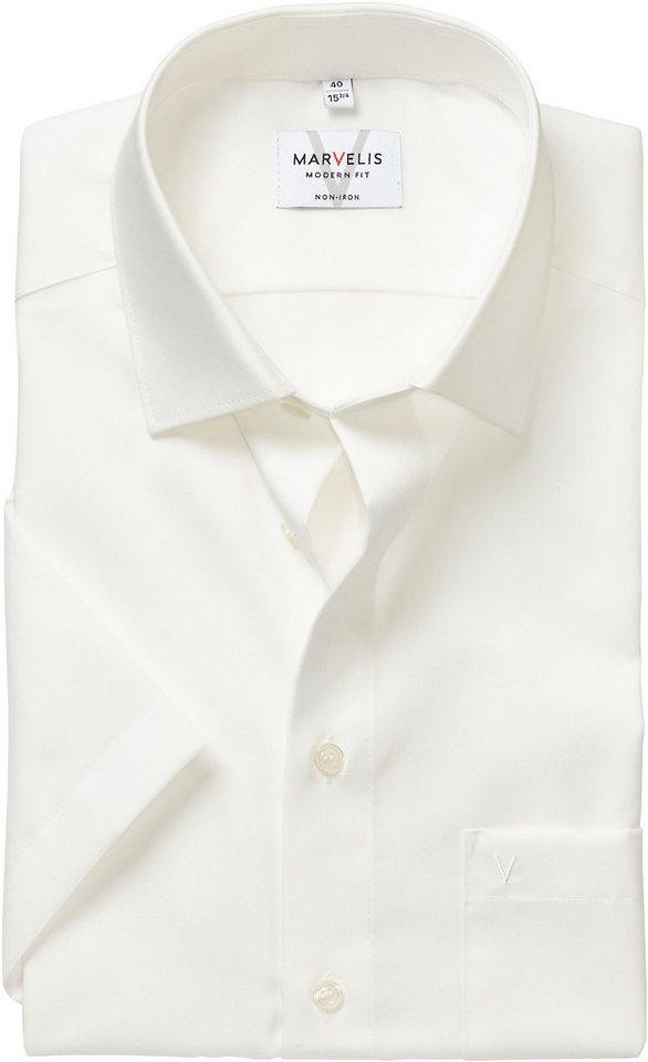 MARVELIS Kurzarmhemd modern fit, Busnesshemd, New Kentkragen, bügelfrei von MARVELIS