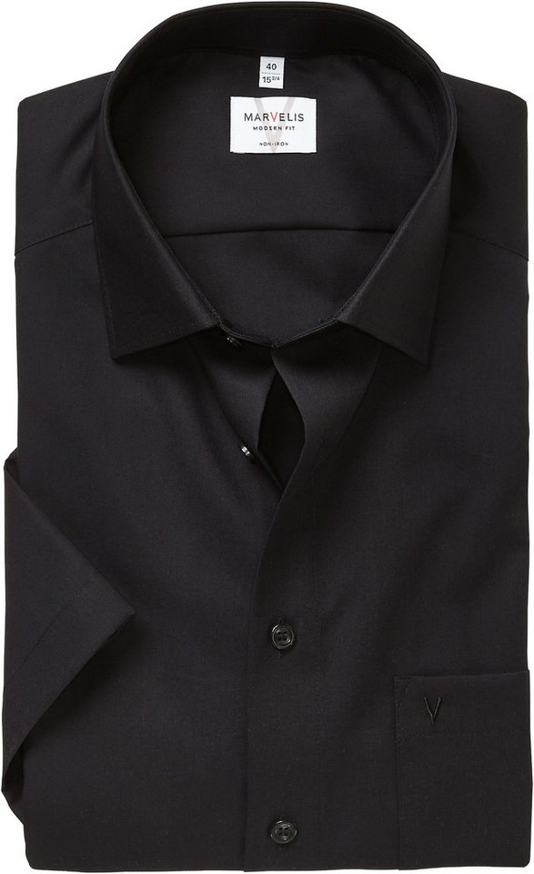 MARVELIS Kurzarmhemd modern fit, Busnesshemd, New Kentkragen, bügelfrei von MARVELIS