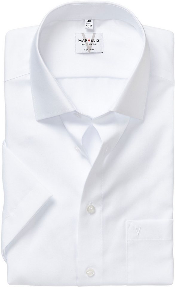 MARVELIS Kurzarmhemd modern fit, Busnesshemd, New Kentkragen, bügelfrei von MARVELIS