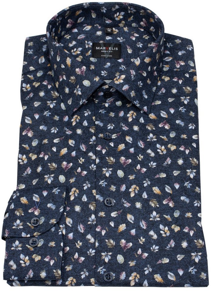 MARVELIS Langarmhemd Body Fit extra langer Arm stark tailliert Kentkragen von MARVELIS