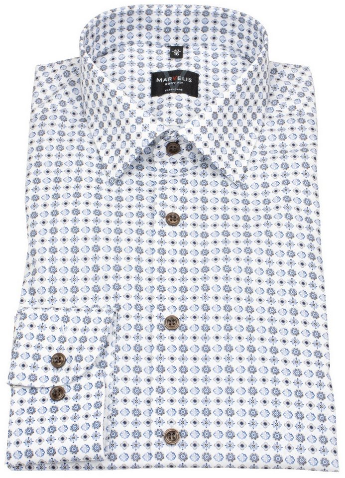 MARVELIS Langarmhemd Body Fit extra langer Arm stark tailliert Kentkragen von MARVELIS
