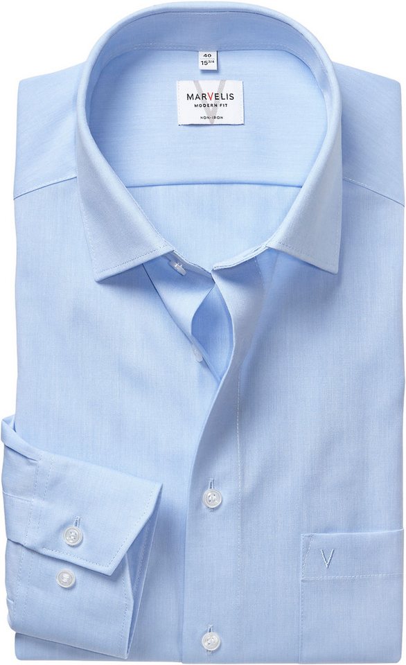 MARVELIS Langarmhemd Businesshemd, Basic, New-Kentkragen, leicht tailliert von MARVELIS