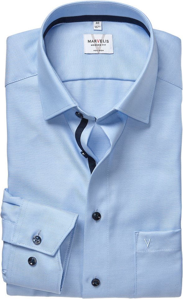 MARVELIS Langarmhemd Businesshemd, New-Kentkragen, modern fit von MARVELIS