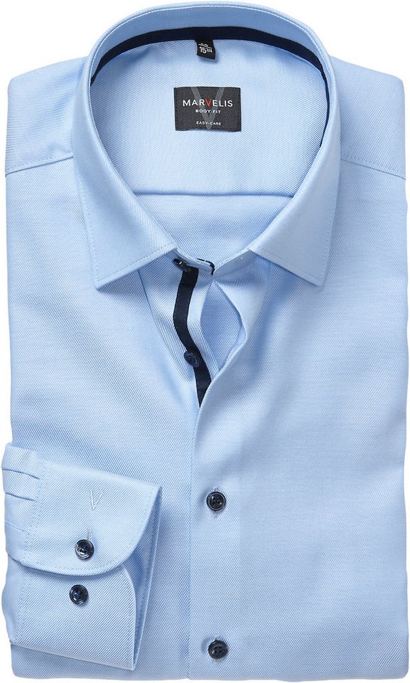 MARVELIS Langarmhemd Businesshemd, New-York-Kentkragen, unifarben, schmale Passform von MARVELIS