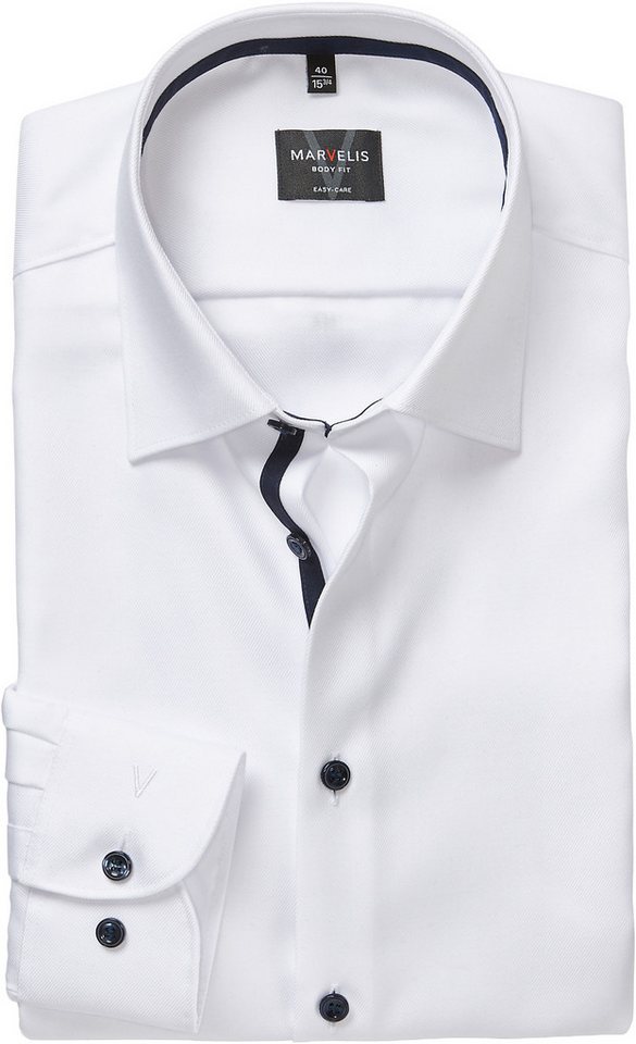 MARVELIS Langarmhemd Businesshemd, New-York-Kentkragen, unifarben, schmale Passform von MARVELIS