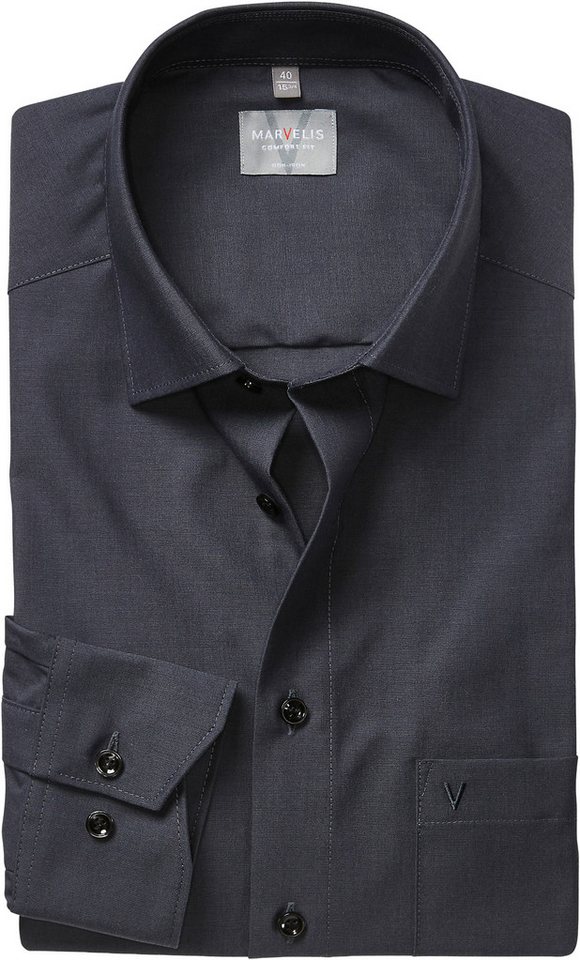 MARVELIS Langarmhemd Businesshemd, comfort fit, New-Kentkragen von MARVELIS