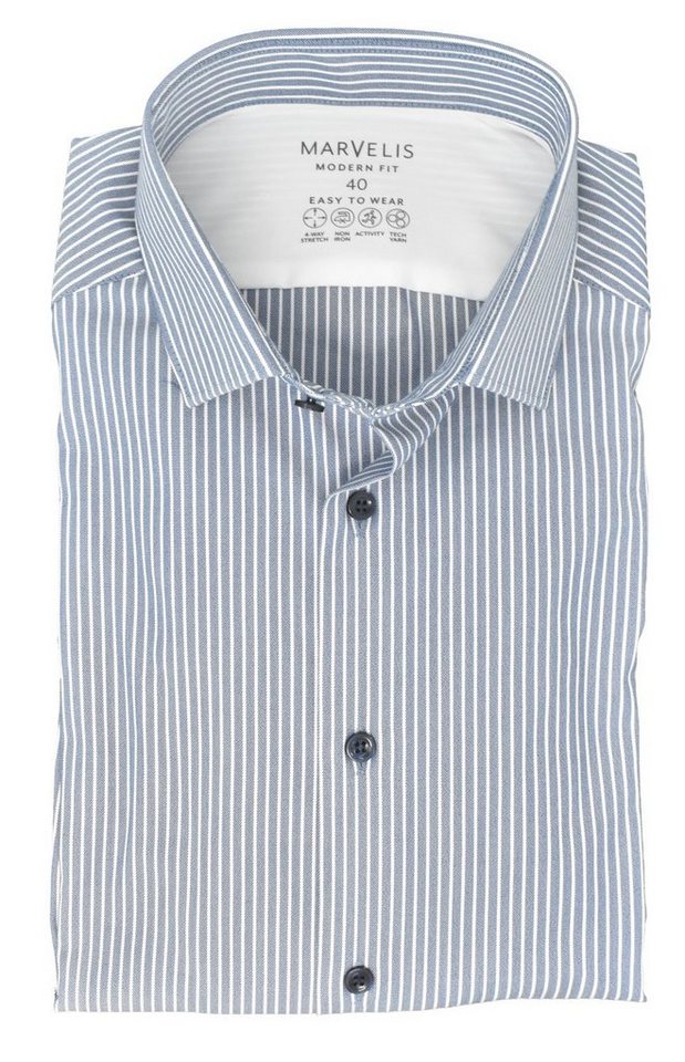 MARVELIS Langarmhemd MODERN FIT - Easy To Wear Hemd normale, leicht taillierte Schnittführung von MARVELIS