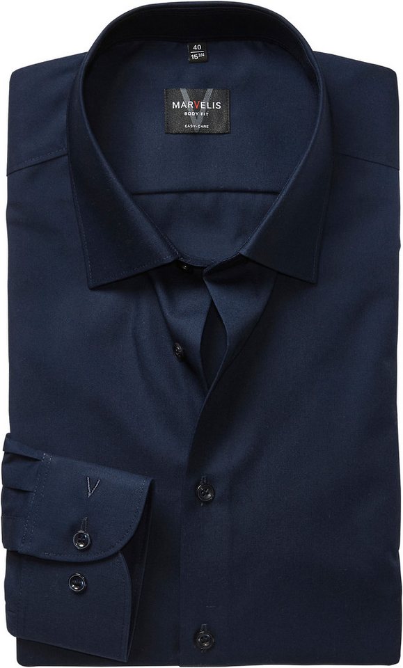 MARVELIS Langarmhemd Kentkragen, Businesshemd, körpernah von MARVELIS