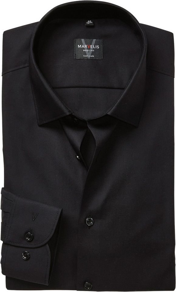 MARVELIS Langarmhemd New York Kentkragen, Businesshemd, körpernah, extra langer Arm von MARVELIS