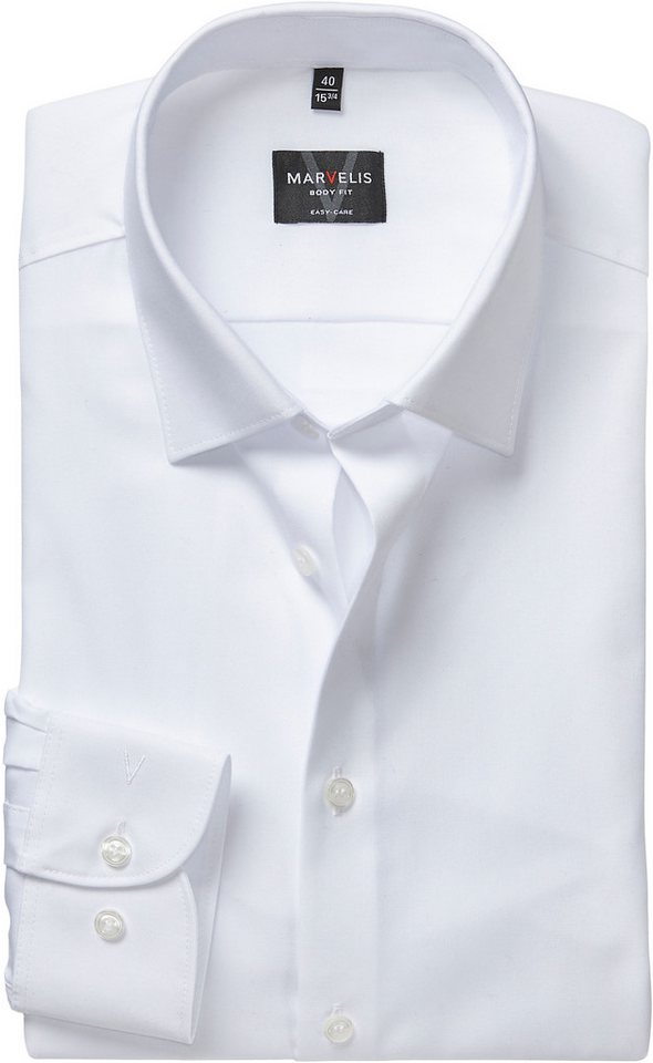 MARVELIS Langarmhemd New York Kentkragen, Businesshemd, körpernah, extra langer Arm von MARVELIS