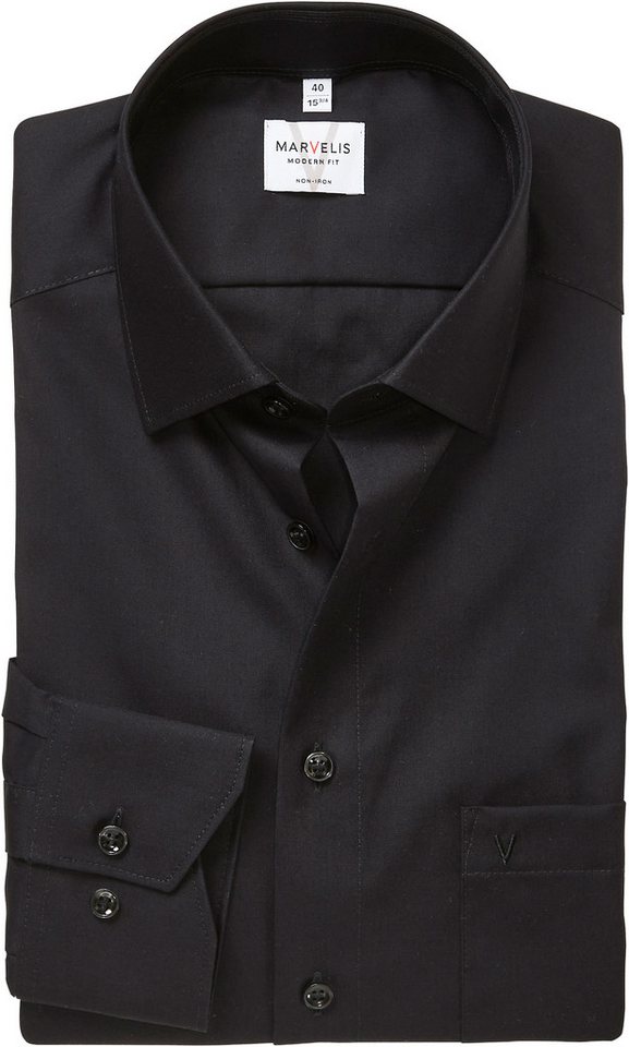 MARVELIS Langarmhemd modern fit, verlängerter Arm, Businesshemd, New-Kentkragen von MARVELIS