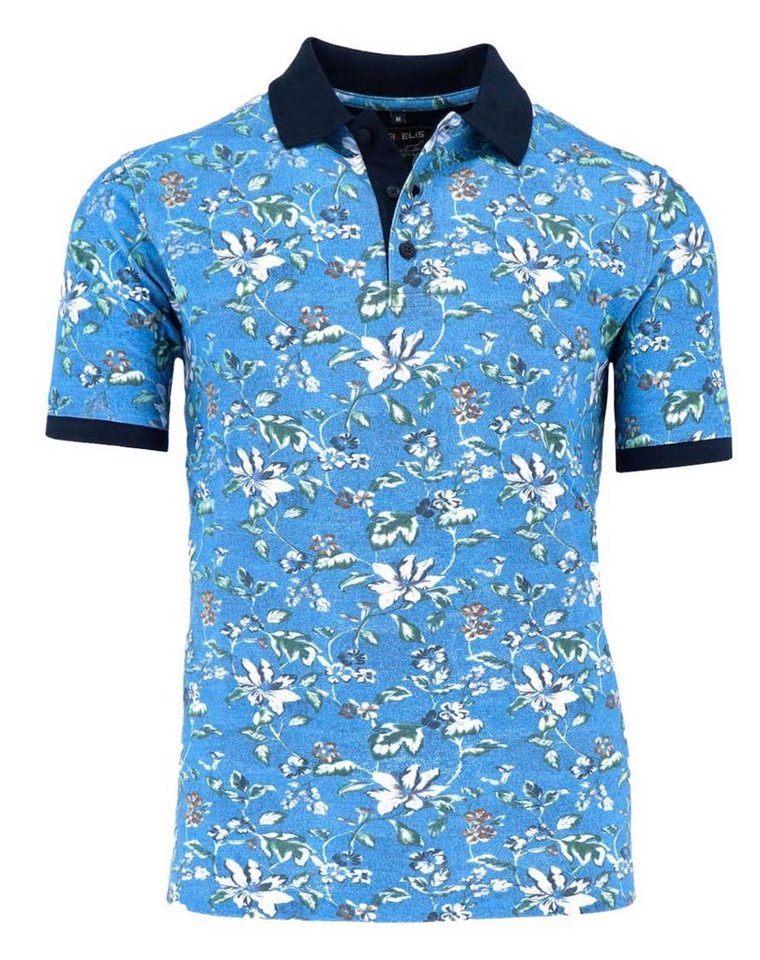 MARVELIS Poloshirt Poloshirt - Piqué - Florales Muster - Dunkelblau von MARVELIS