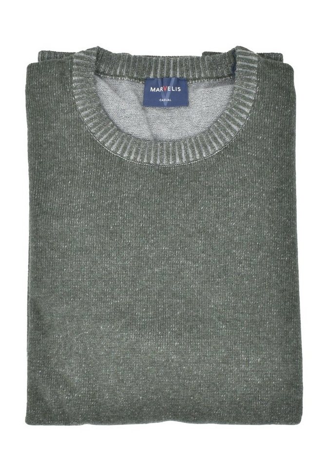 MARVELIS Rundhalspullover Strickpullover - Casual Fit - Rundhals - Kaschmir - Dunkelgrün (1-tlg) von MARVELIS