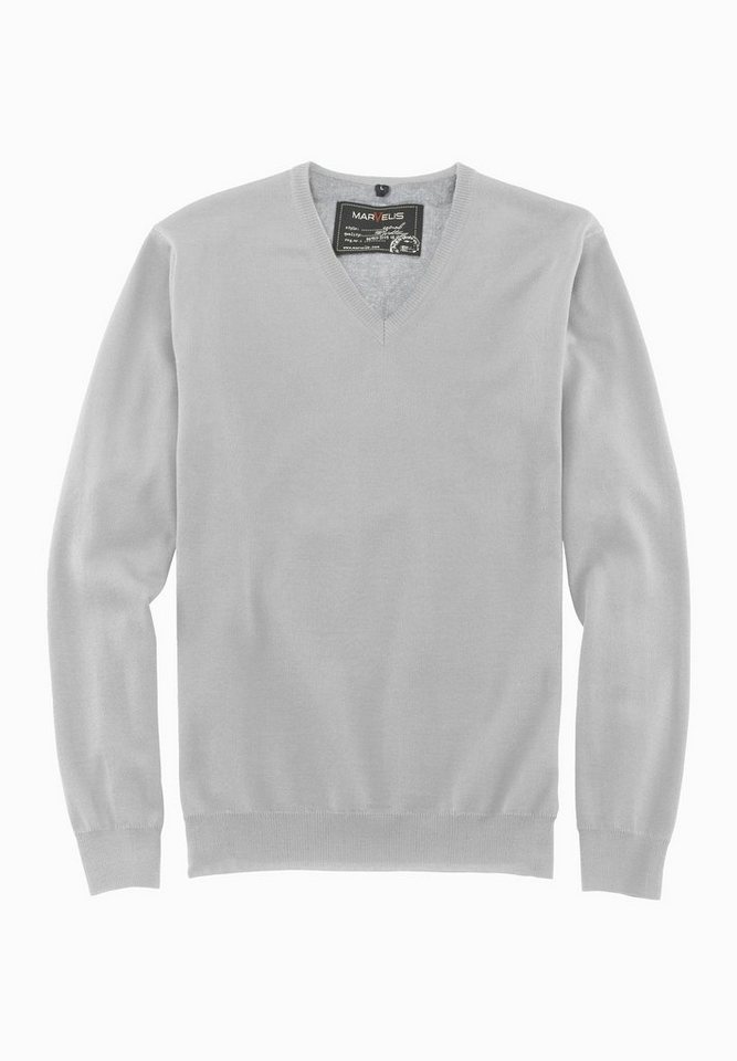 MARVELIS V-Ausschnitt-Pullover Pullover - Casual Fit - V-Ausschnitt - Einfarbig - Grau (1-tlg) von MARVELIS