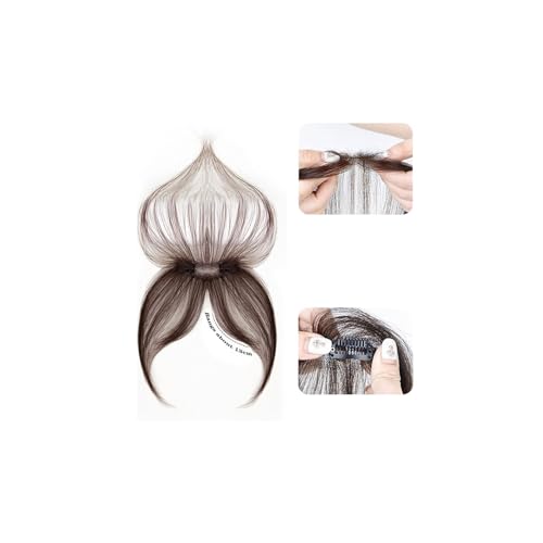 Echte menschliche Haar handgemachte Clip In Bangs Air Bangs for Frauen Wispy Bangs Haarspange for den täglichen Gebrauch (Color : Dark brown) von MARXAN