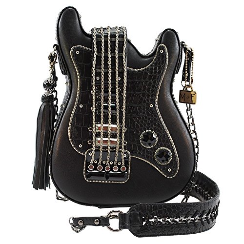 Mary Frances Damen Turn It Up Handtasche in Gitarrenform mit Perlen, Schwarz von MARY FRANCES