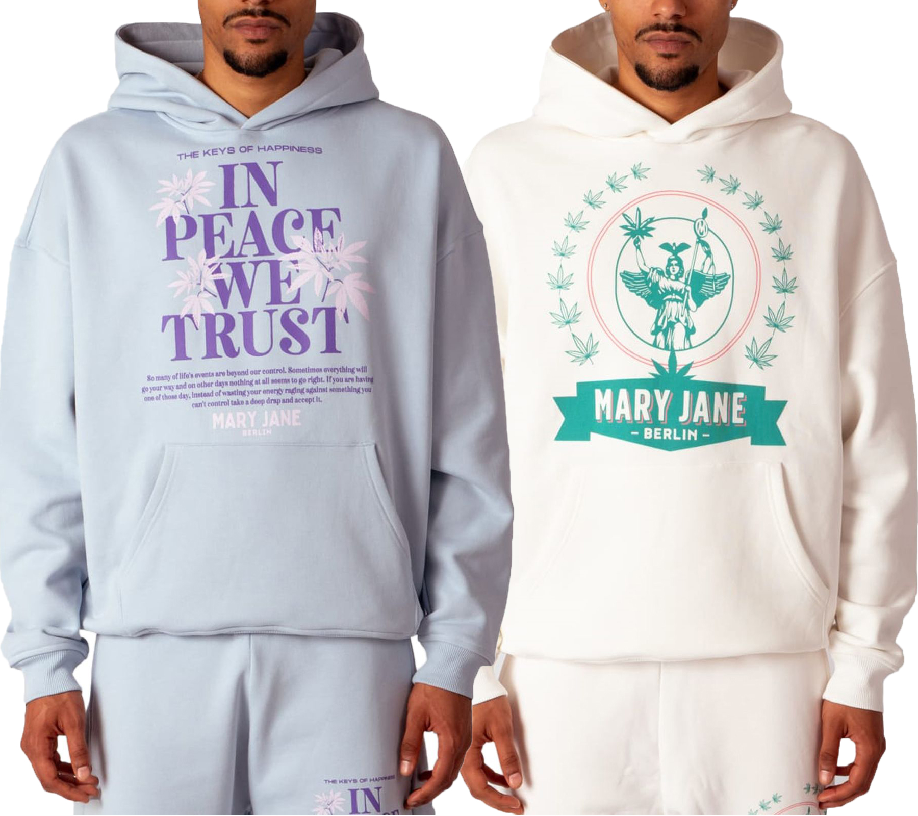 MARY JANE BERLIN Herren Kapuzen-Pullover mit Logo oder Schriftzug Print modischer Baumwoll-Pullover Hoodie 2406-4-SW Weiß oder Hellblau MARY JANE BERLIN Herren Kapuzen-Pullover mit Logo oder Schriftzug Print modischer Baumwoll-Pullover Hoodie 2406-4-SW Weiß oder Hellblau von MARY JANE BERLIN