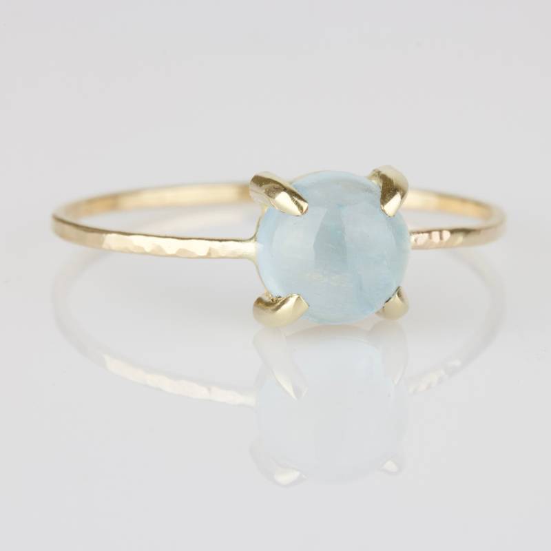 6 Mm Krallen Set Aquamarinring | Solid 14K Rose Oder Gelb Weißgold Ring Zierlicher Geburtsstein März von MARYJOHN