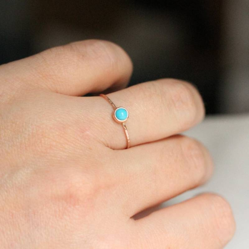 Benutzerdefinierte Geburtsstein Cabochon Ring | Solid 14K Weiß Oder Rose Gelbgold Personalisierte von MARYJOHN