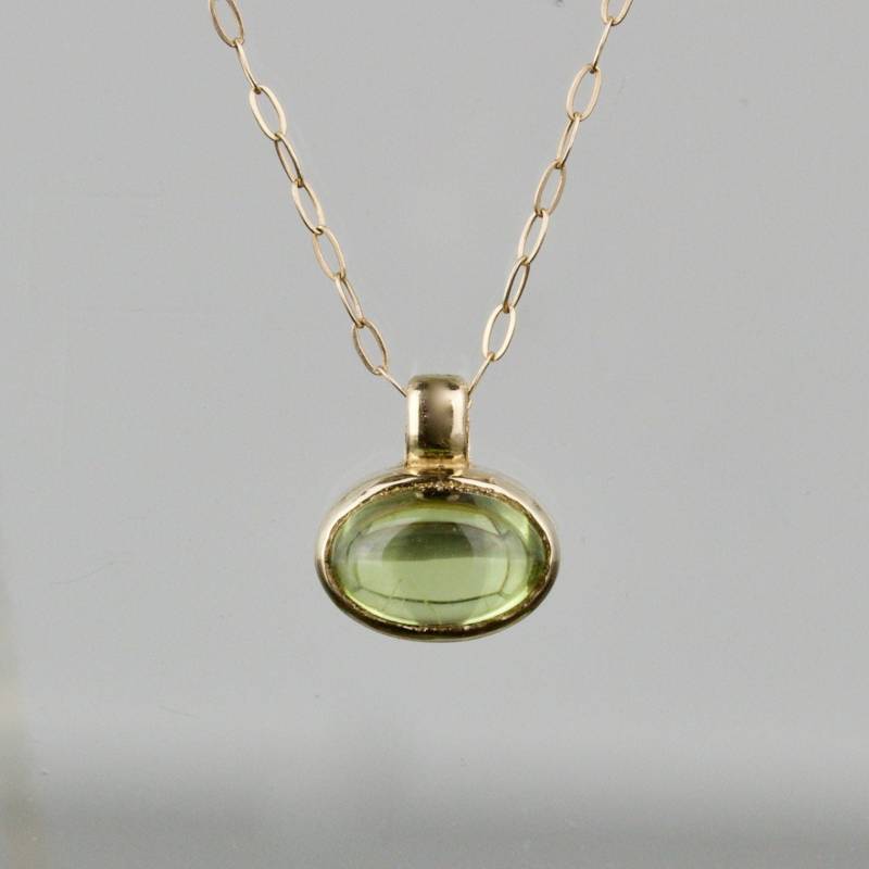 Oval Peridot Halskette | Anhänger Solid Gold August Geburtsstein Natürlicher 16 "Kette von MARYJOHN