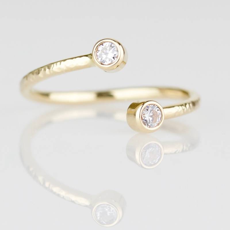 Solid Gold Benutzerdefinierte Geburtsstein Ring | 14K Gold-Manschettenring Gelbgold Rotgold Weißgold Toi Et Moi April von MARYJOHN