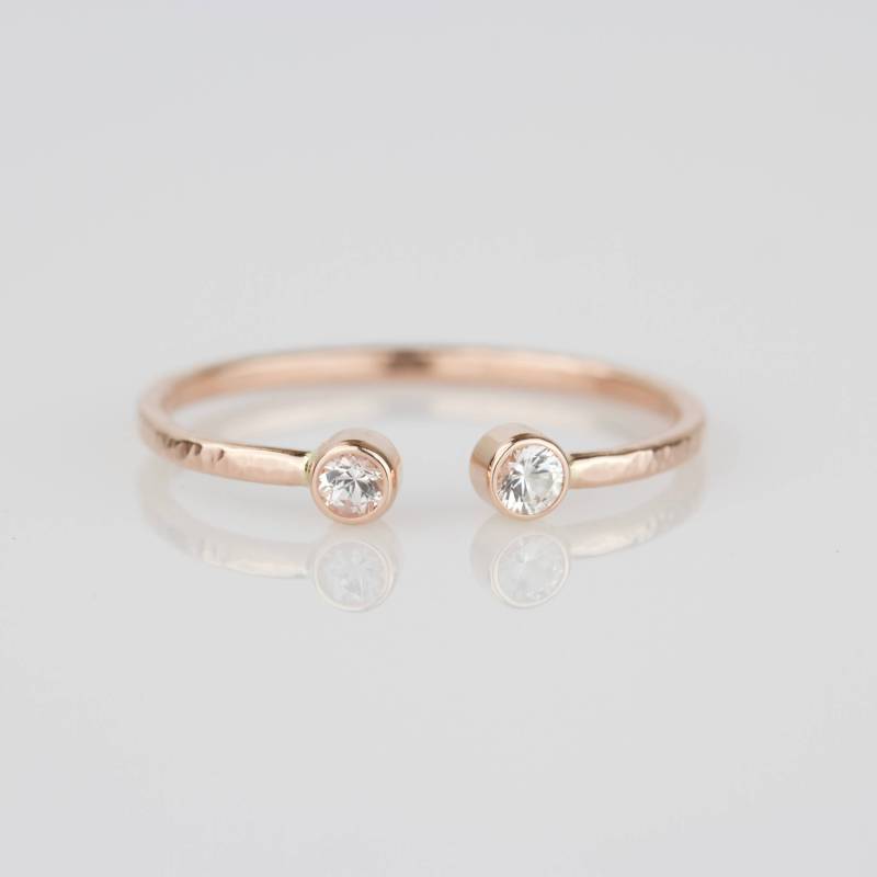 Solid Gold Natürliche Diamant Manschette Ring | Rose Zwei Weiße Diamanten Oder Weiß - Gelbgold Toi Et Moi von MARYJOHN